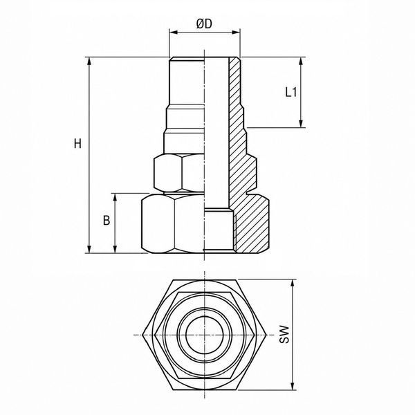 Адаптер під Rotalock 1&Prime;-14UNC (1/2&Prime; ODS) прямий  RW/SRC-12 BLUE Refrigeration 000018373 фото