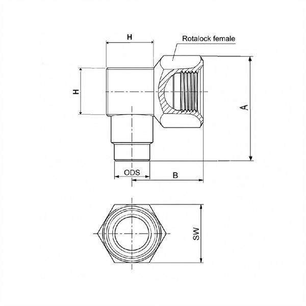 Адаптер під Rotalock 1" - 14UNS (5/8&Prime; ODS) кутовий RW-ARC-21 BLUE Refrigeration 000018308 фото